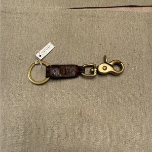 Vintage Coach Gold and Brown Leather Keychain